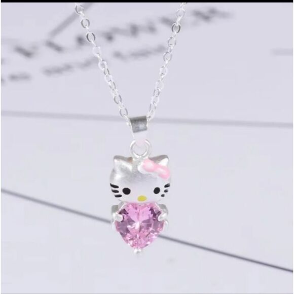 Hello Kitty Silver Heart Gem Pendant Necklace - Picture 3 of 5